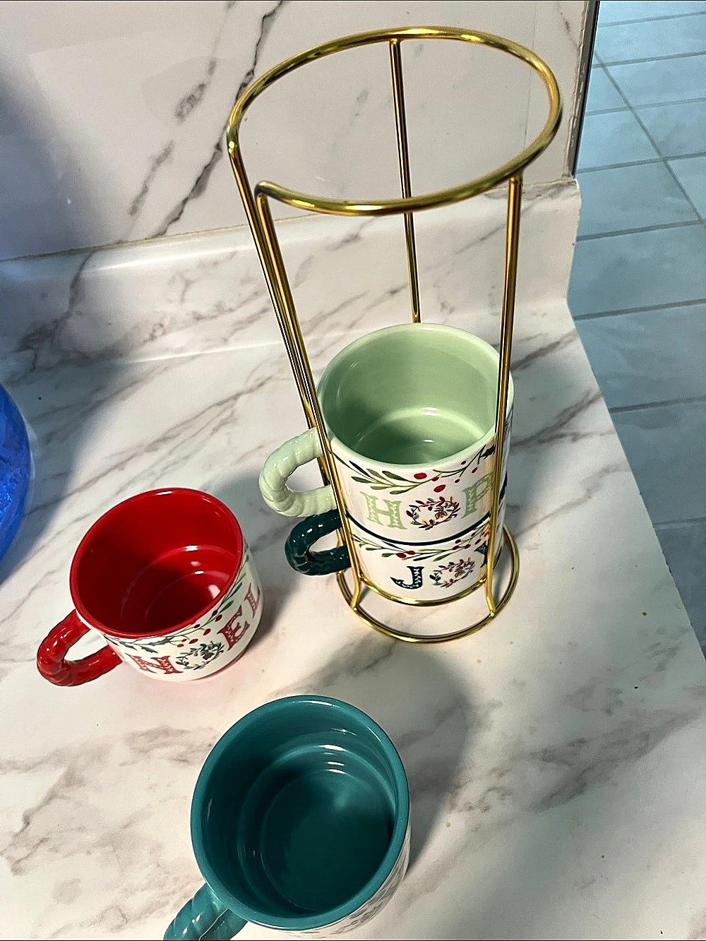 Floral 4-Mug Display Rack in Multicolor - Picture 3 of 5